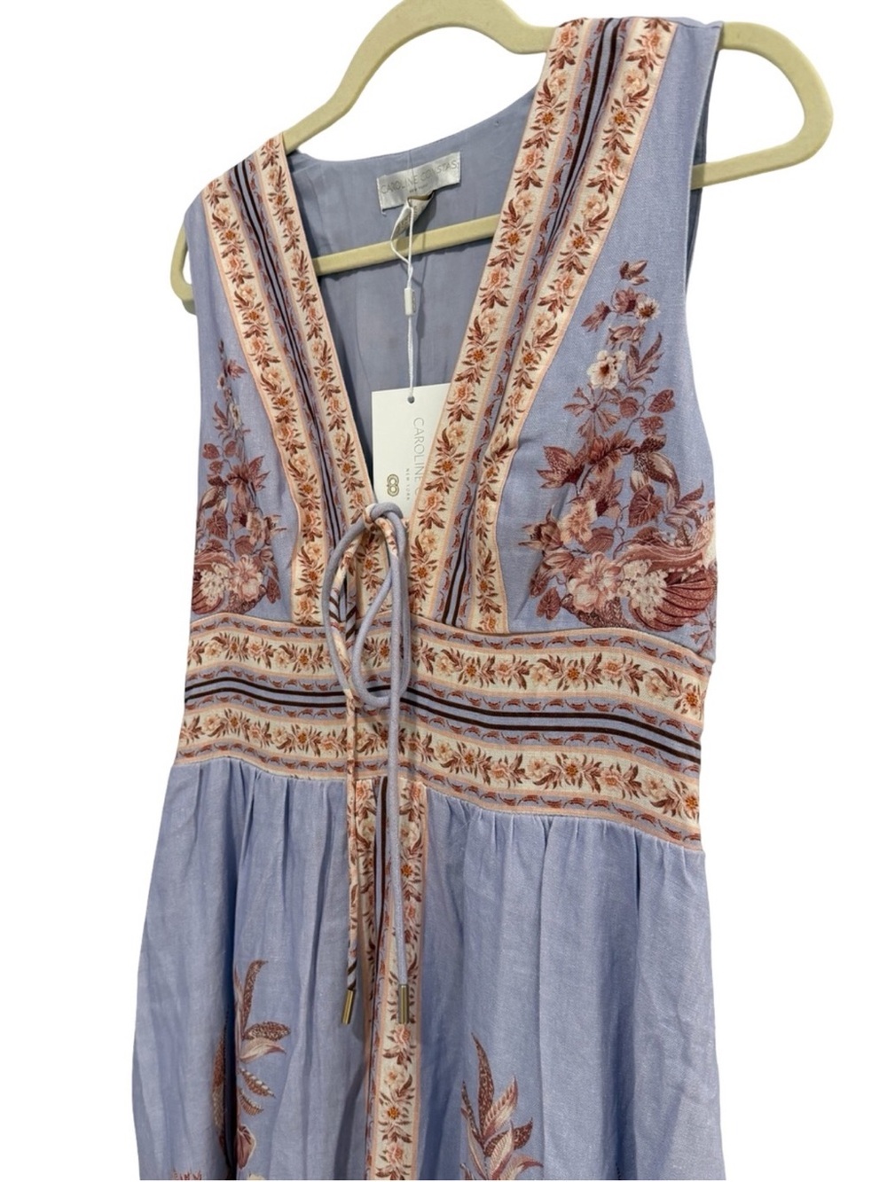 Caroline Constas Lavender Floral Linen Maxi Dress S NWT - Picture 6 of 9